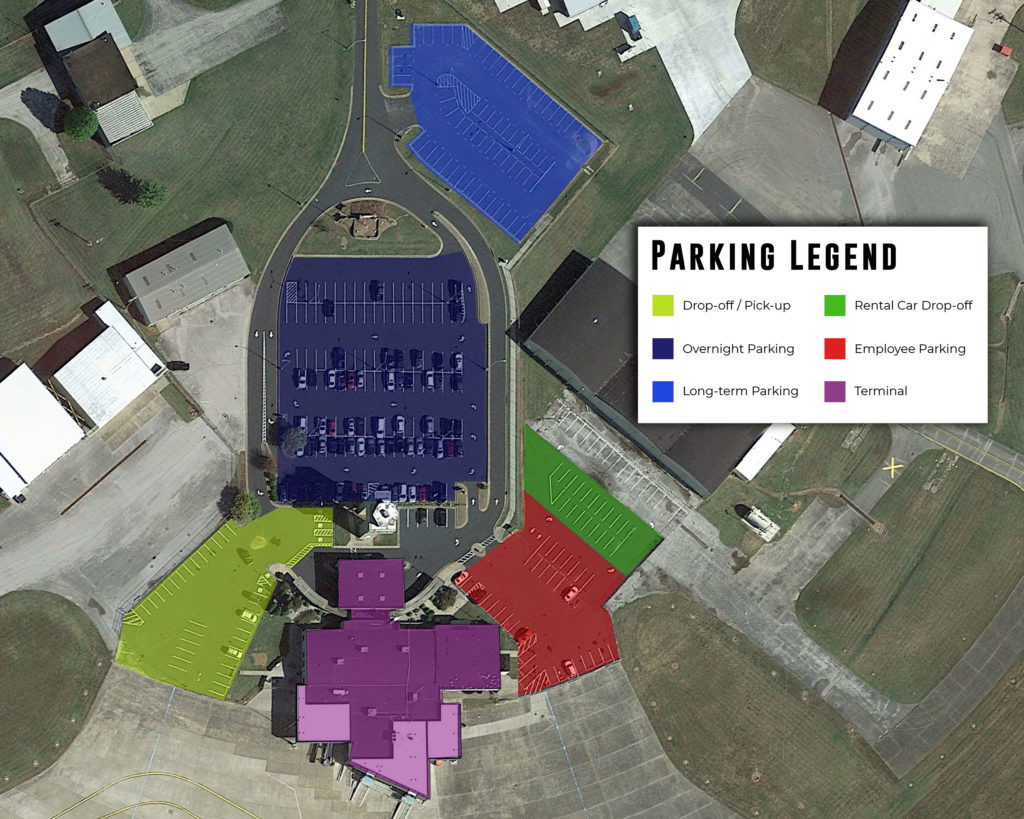 Owensboro-Daviess County Regional Airport Parking Map with legend